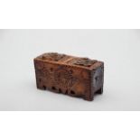 Brown Box Ottoman, 19th century, Tokat work, hand-carved, walnut wood coffee box. 18x9x6,5 cm