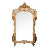 Dore Wooden Mirror French, 19th century, carved wooden frame finished entirely in gold leaf.