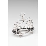Toast Rack British, 20th century, cut crystal glass butter dish on silver plated bread stand.20 cm
