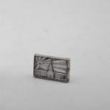 Russian Silver Snuff Box Stamped 84 silver, relief design 6.5x3.5cm