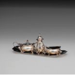 Condiment Set English, 1930's, stamped EPNS, silver-plated metal condiment set, consisting of salt