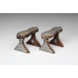 Pearl Inlaid Clogs - Pair A pair of pearl inlaid, walnut, bath clogs. 25x14 cm