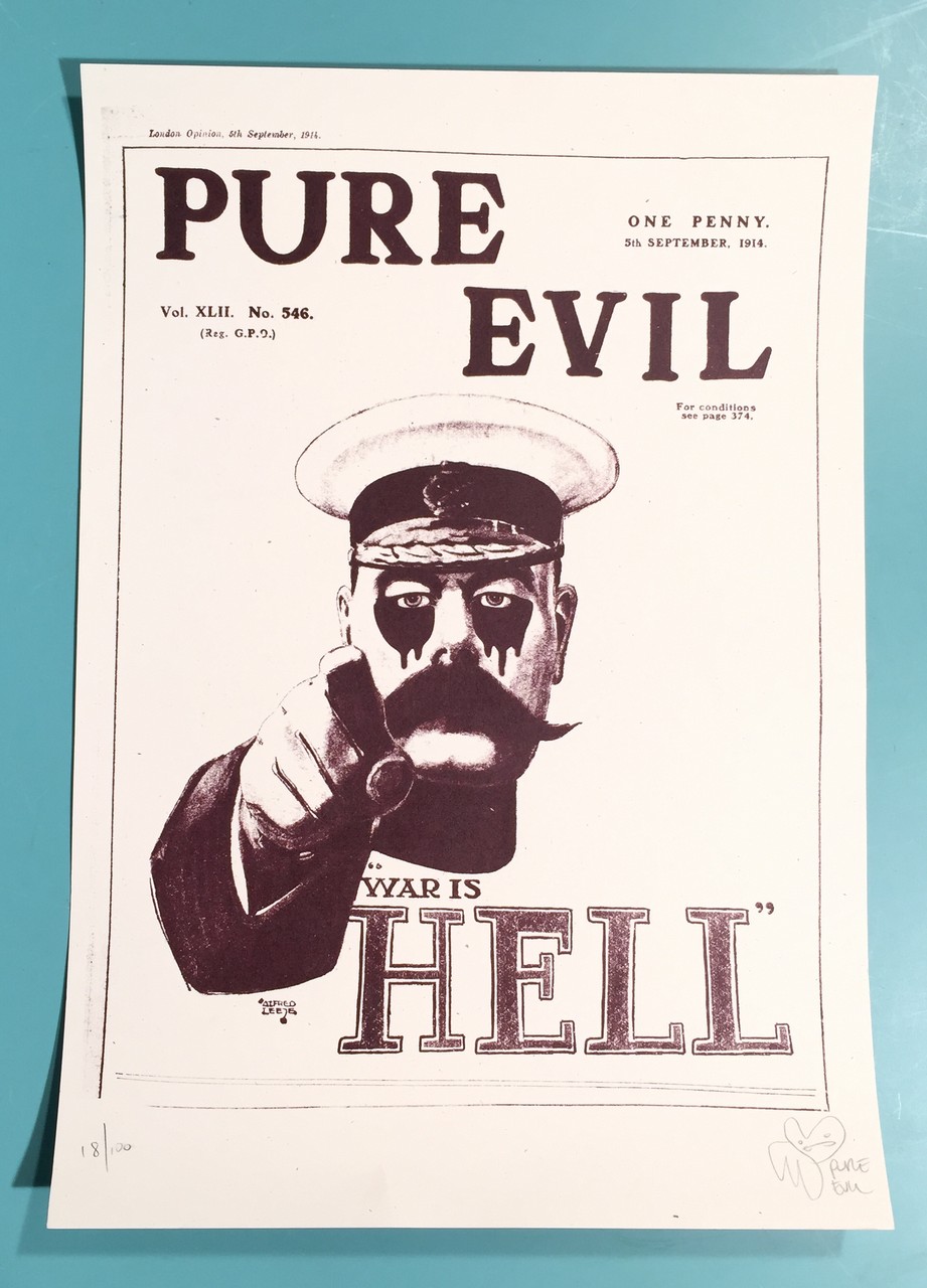 PURE EVIL (1968), « War is Hell », 2014, Offset sur papier signé et numéroté 18/100. Provenance : - Image 2 of 4