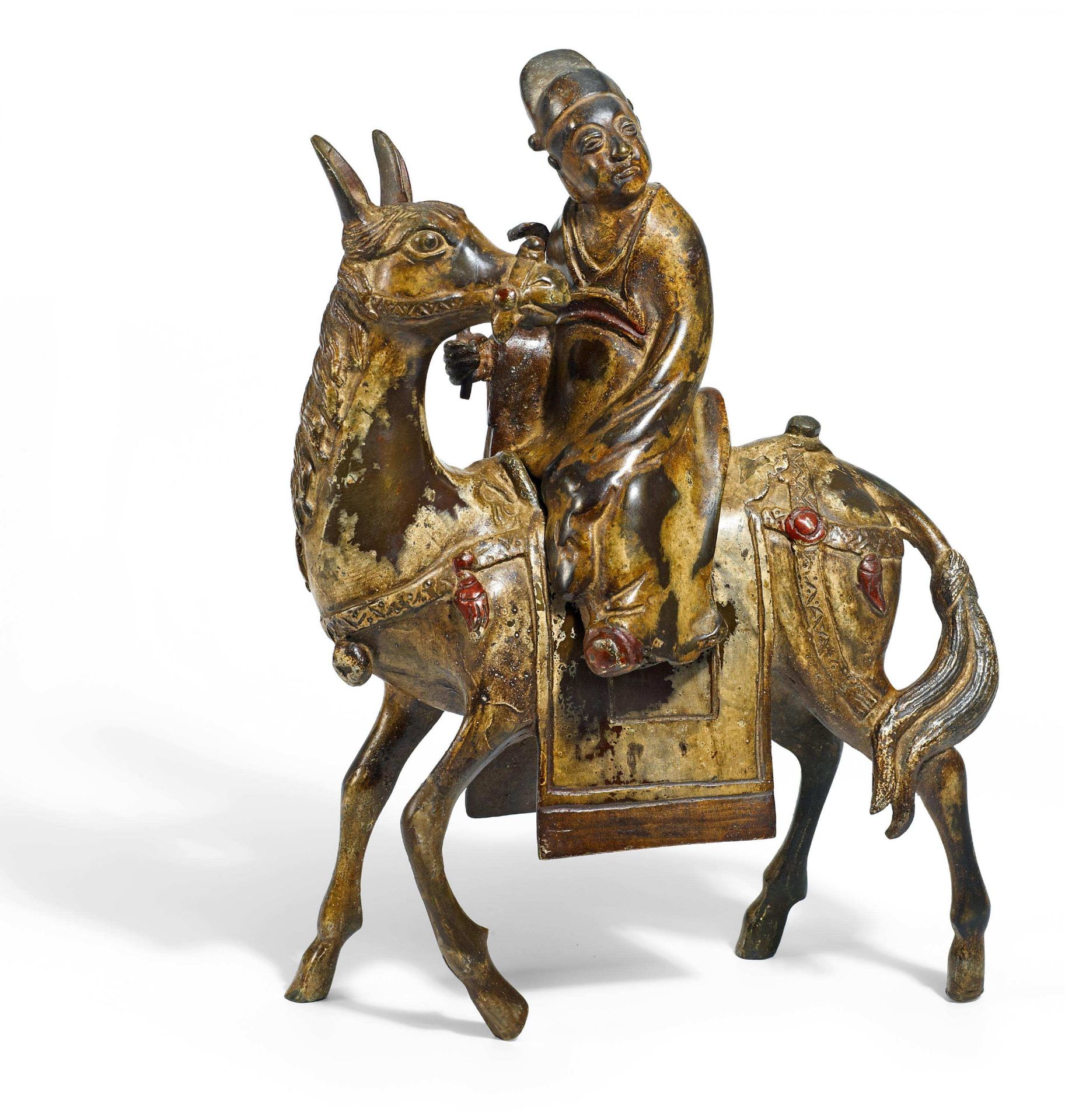 CENSER IN THE SHAPE OF THE POET DU FU RIDING ON A MULE China. Late Ming Dynasty. 17th c. Bronze with