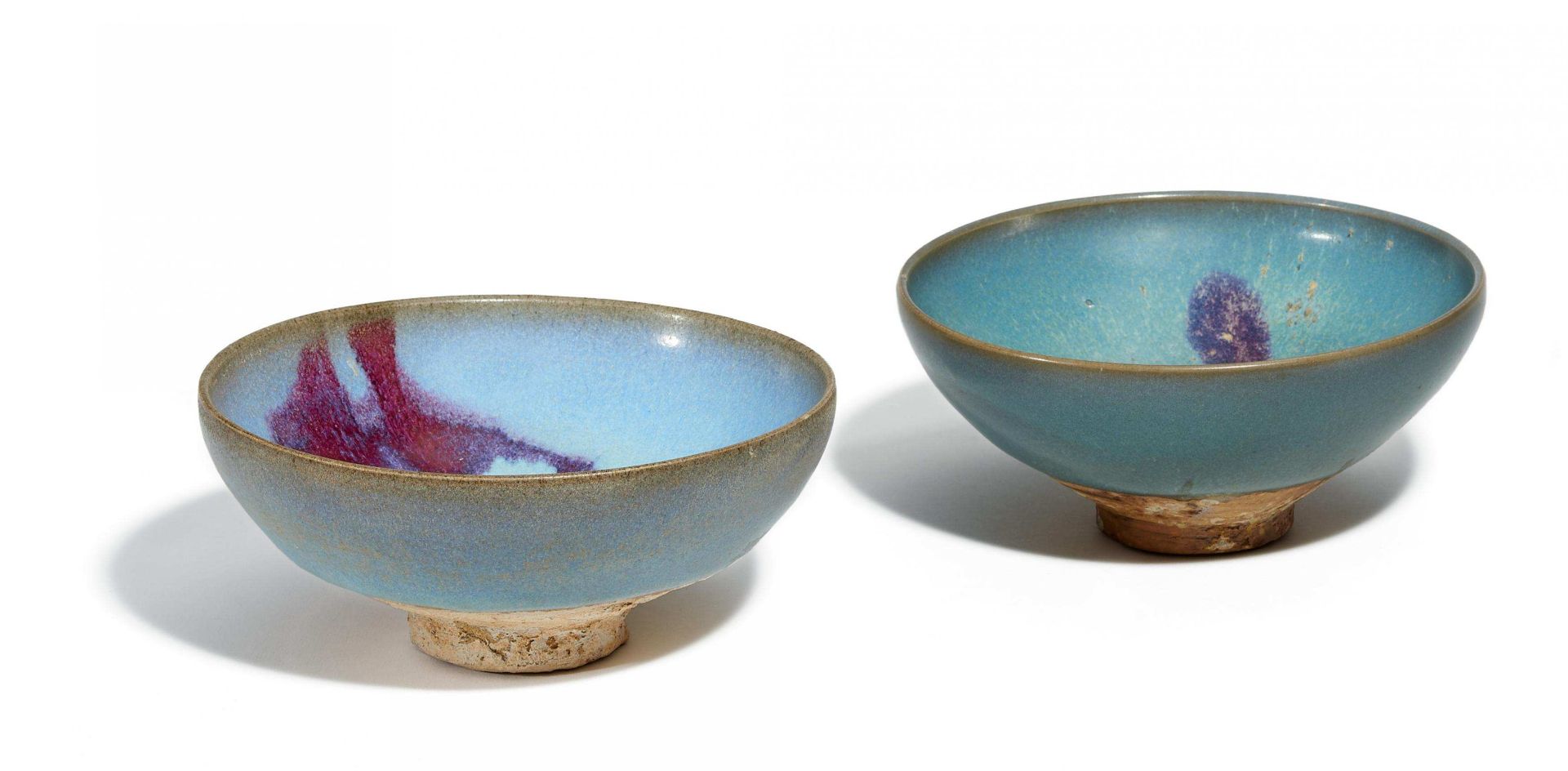 TWO LAVENDER BLUE JUNYAO BOWLS. Probably Yuan dynasty (1279-1368). 14th c. or later. Stoneware