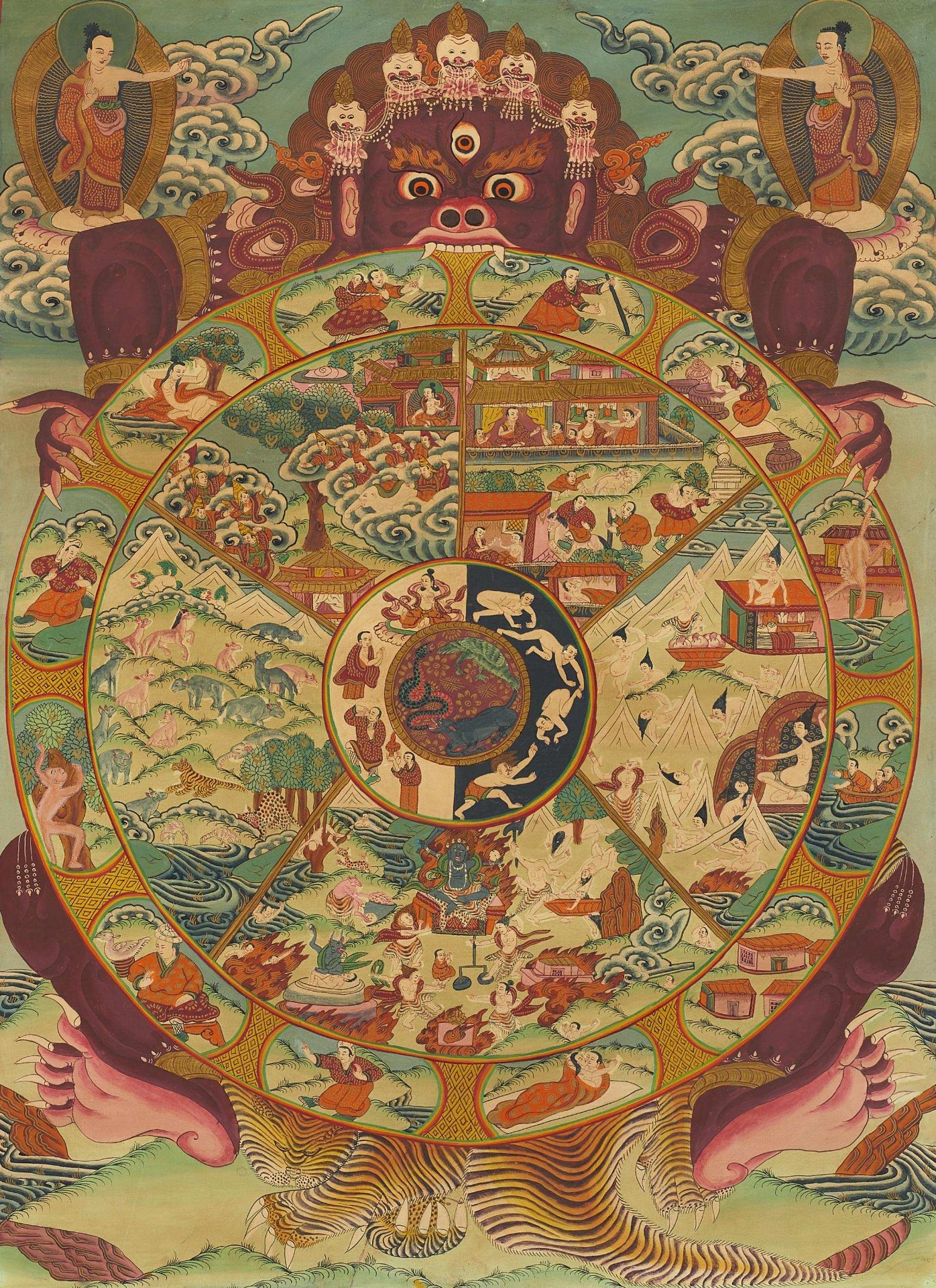 THANGKA WITH BUDDHA VAJRADHARA. Nepal. First half 20th c. Color and gold on fabric, unmounted. The - Image 2 of 2
