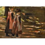 LIEBERMANN, MAX Berlin 1847 - 1935 Zwei gehende Mädchen - Studie zum "Schulgang in Laren". 1897.