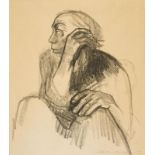 KOLLWITZ, KÄTHE 1867 Königsberg - 1945 Moritzburg Sitzende Frau mit aufgestützter Hand. 1924(?).