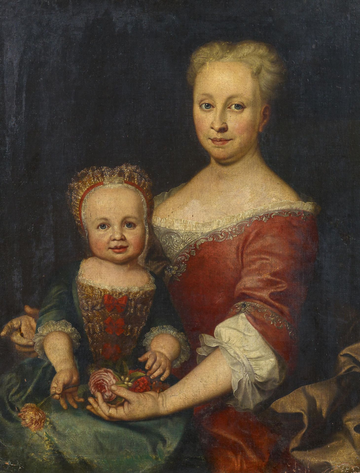 Glume, Johann Gottlieb Berlin 1711 - 1778 zugeschrieben Porträt einer höfischen Dame mit Tochter. Öl