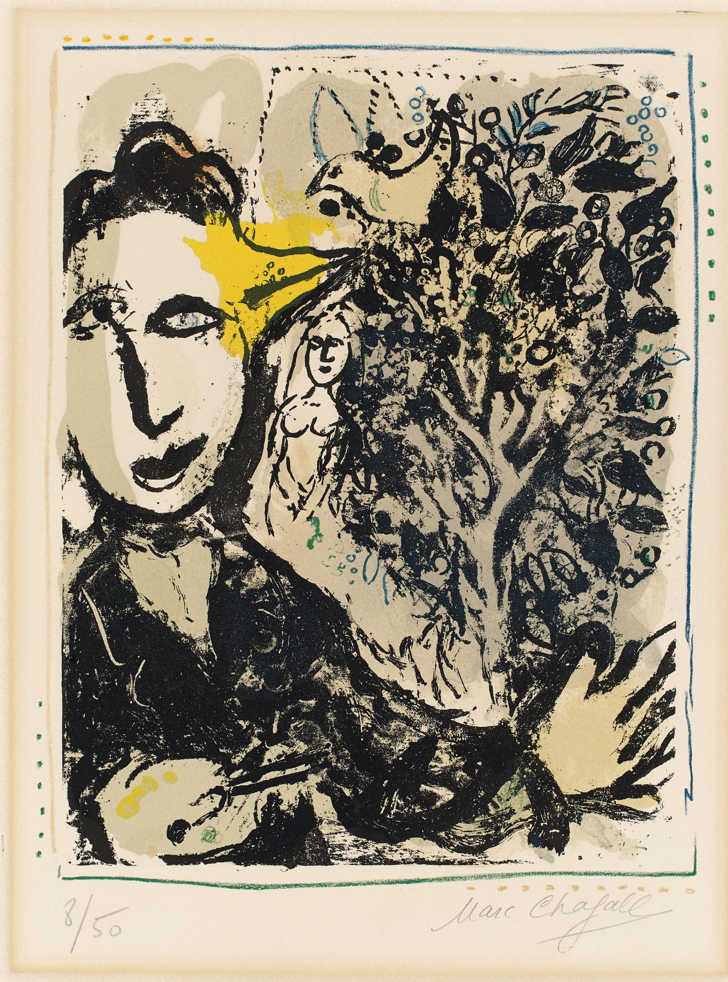 Chagall, Marc 1887 Witebsk - 1985 St. Paul de Vence Der Maler-Vogel. 1967. Farblithografie auf - Image 2 of 3