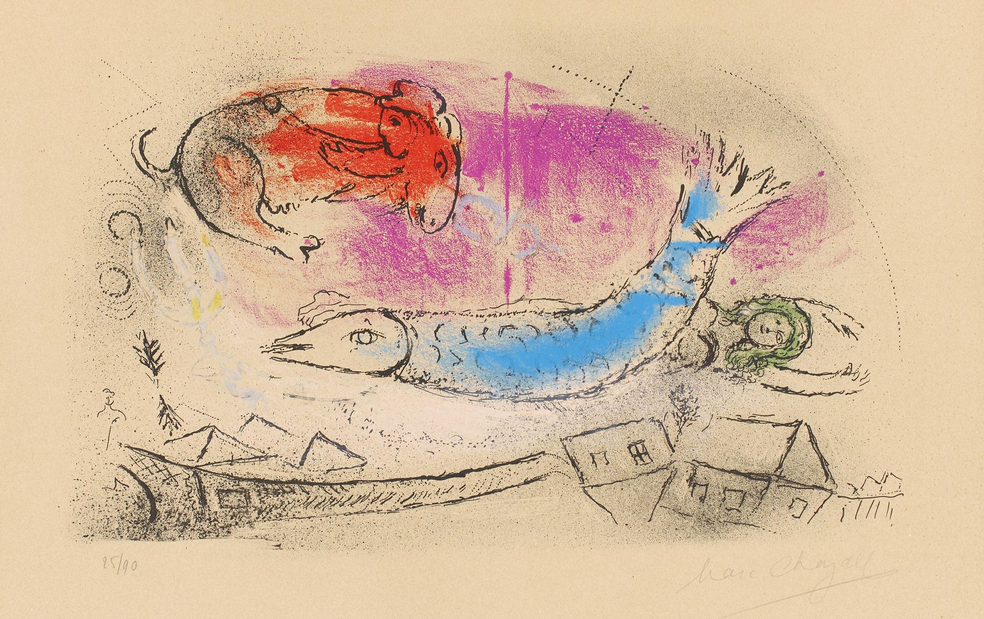 Chagall, Marc 1887 Witebsk - 1985 St. Paul de Vence Le poisson bleu. 1957. Farblithografie auf