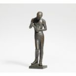 Enseling, Joseph 1886 Coesfeld - 1957 Düsseldorf Jungbergmann mit Lampe. 1950. Bronze, braun