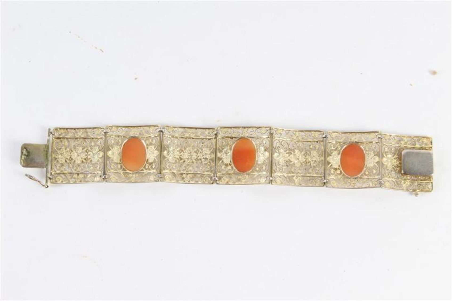 Filigrain zilveren armband met cameeën. Gewicht: 23.9 g. - Bild 2 aus 2