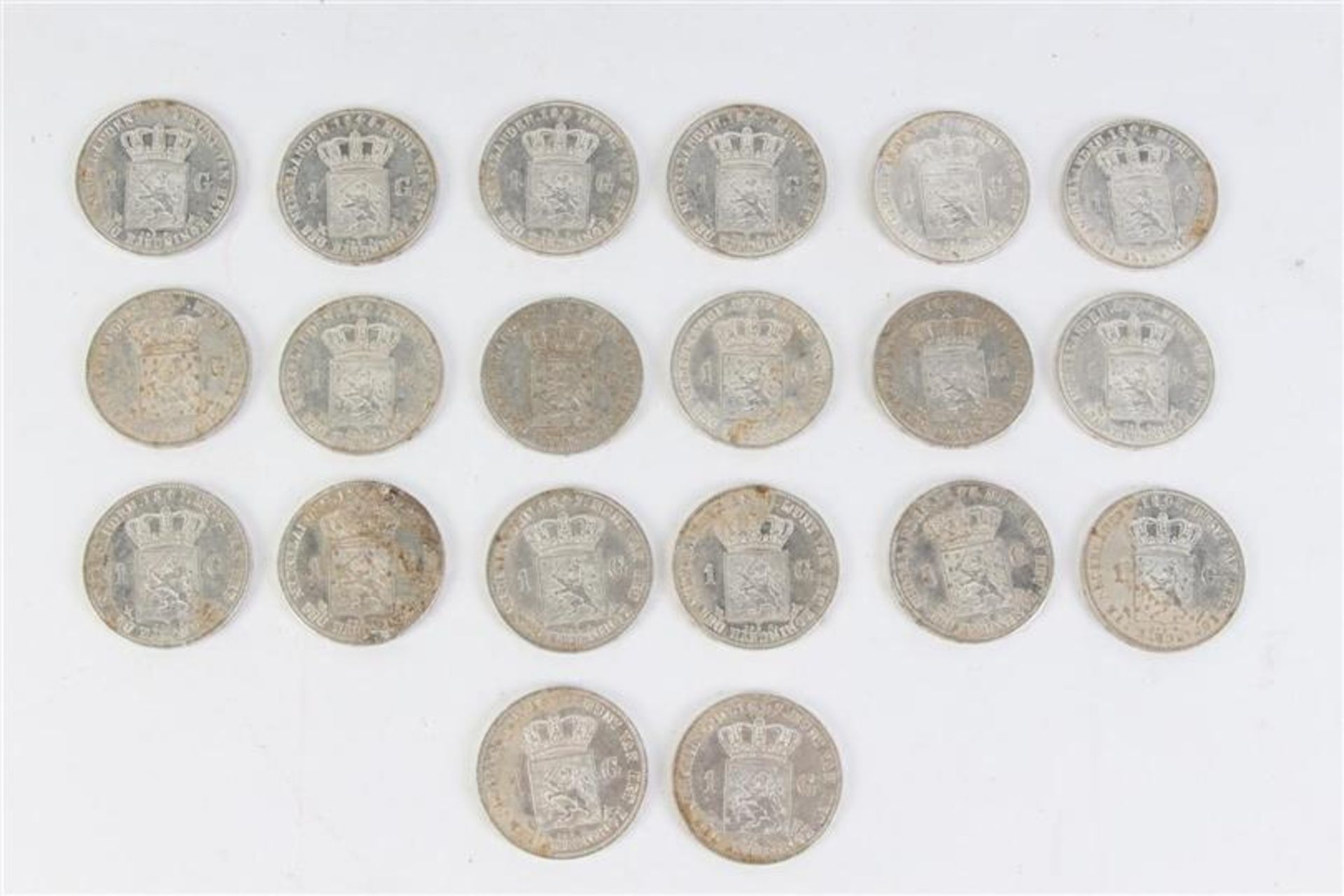 Zilveren guldens Willem II: 10 stuks uit 1845 en 10 stuks uit 1847. - Bild 2 aus 4