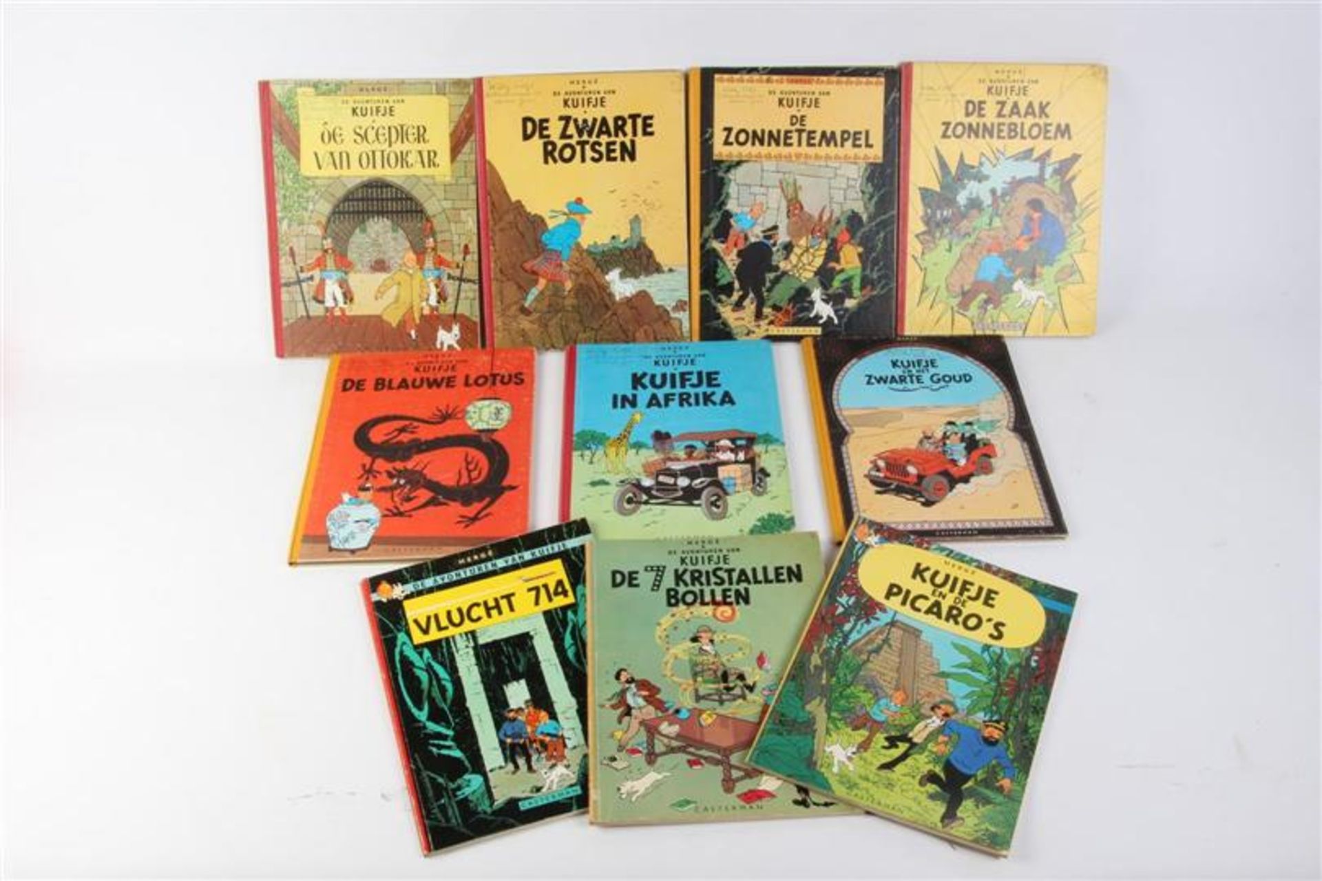 De avonturen van Kuifje, Hergé, uitgeverij Casterman, 7 hardcovers en drie softcovers.