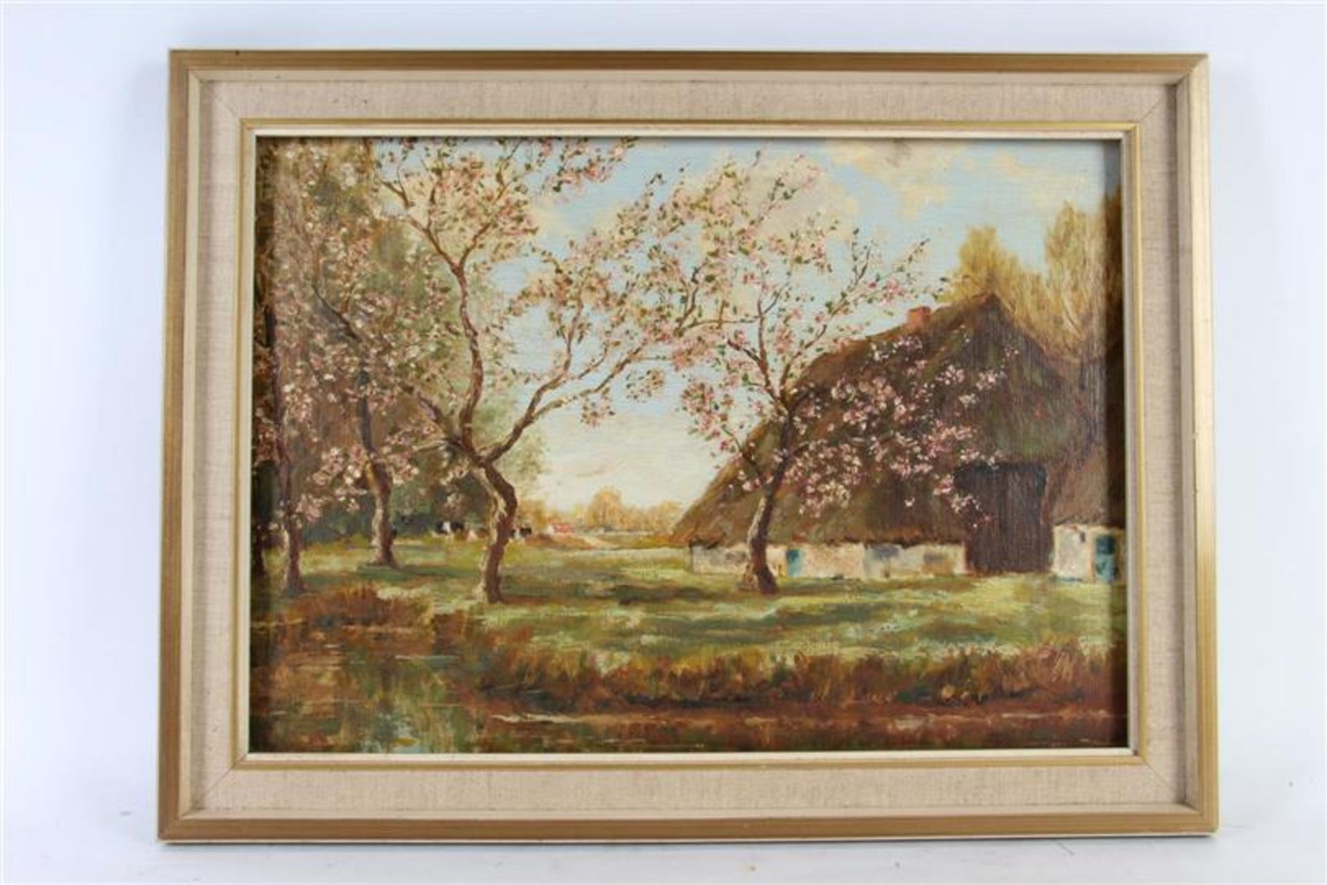 Stilleven van bloemen en fruit op hout geschilderd. Toegevoegd schilderij op board, 'Bussumse - Bild 2 aus 3