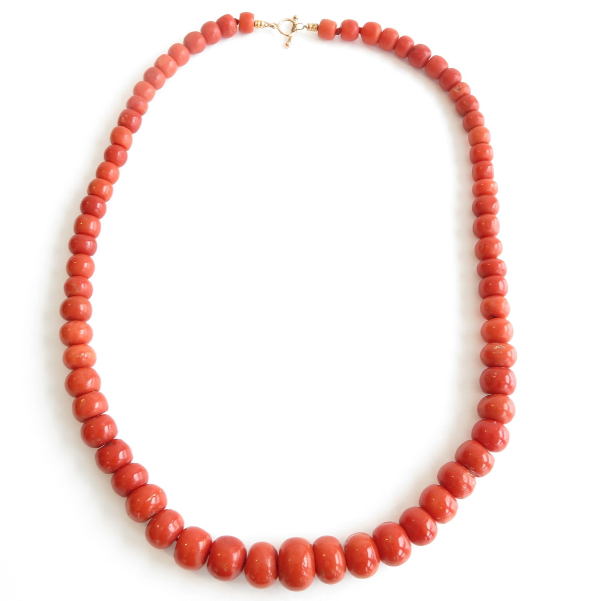 19th Century Large Red Coral Necklace with 14KG Clasp