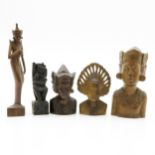 Lot of 5 Indonesian Scuptures
