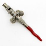 Silver Baby Rattle with Red Coral
