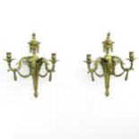 A Pair of 19th Century Bronze Wall Sconces