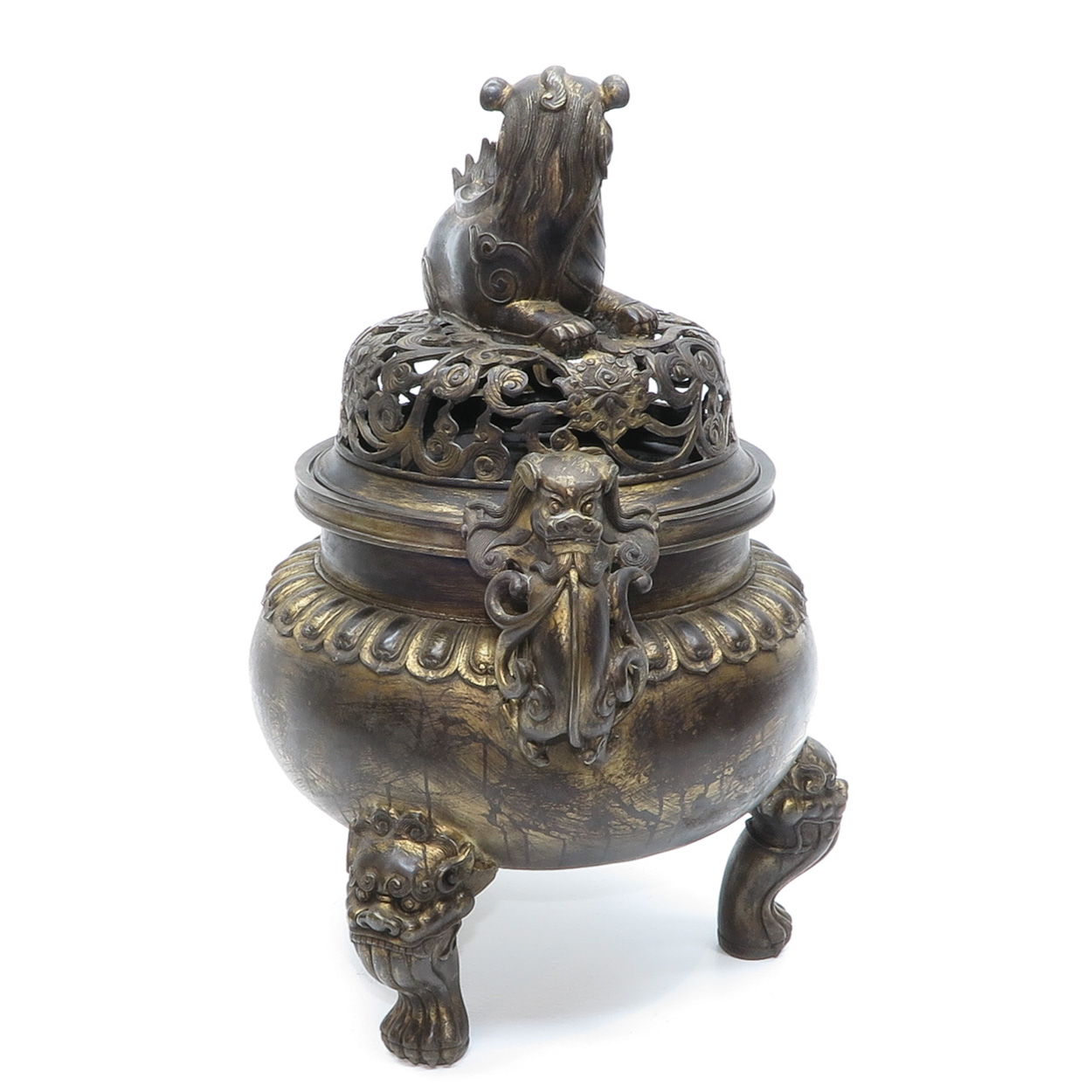 Large Bronze Chinese Tripod Lidded Censer - Image 4 of 5