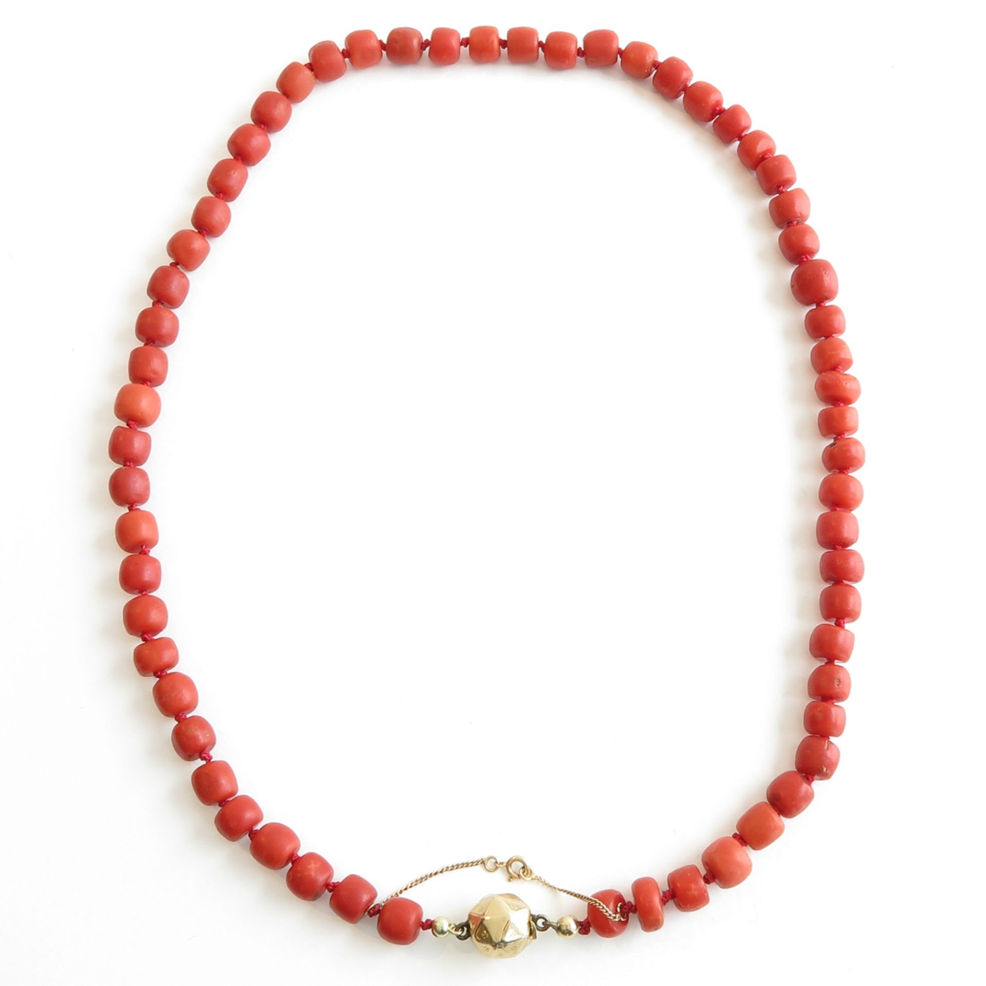 19th Century Red Coral Necklace on 14KG Clasp