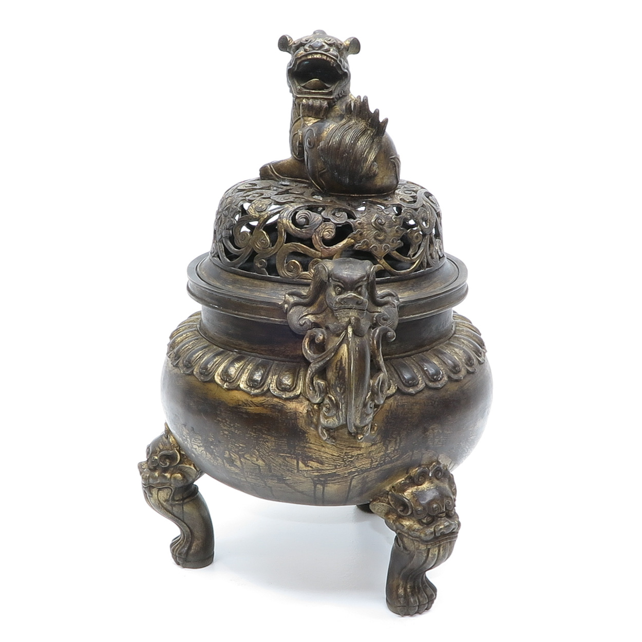 Large Bronze Chinese Tripod Lidded Censer - Image 2 of 5