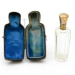 19th Century Crystal Perfume Flask Gold Top