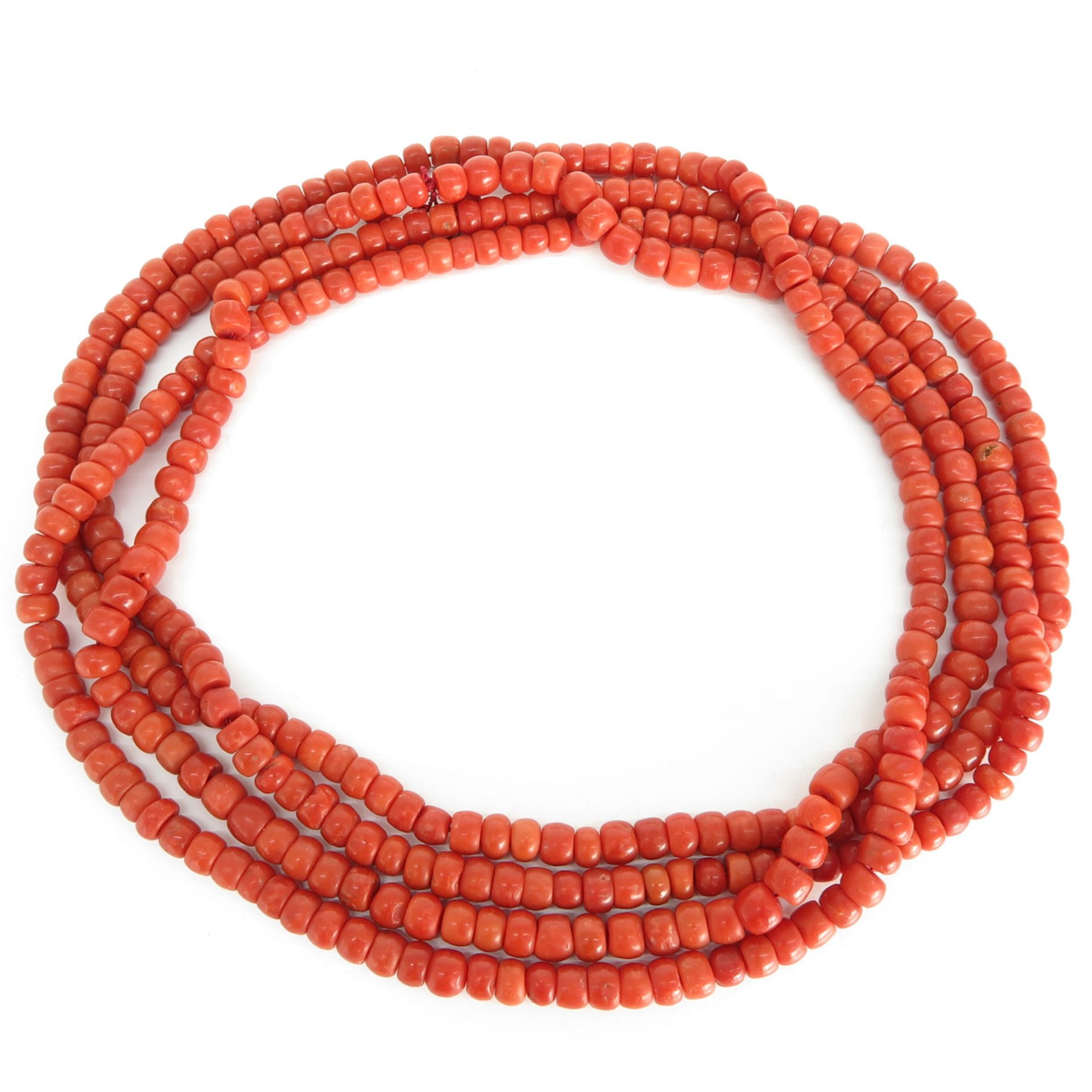 19th Century Red Coral Necklace 14KG Clasp