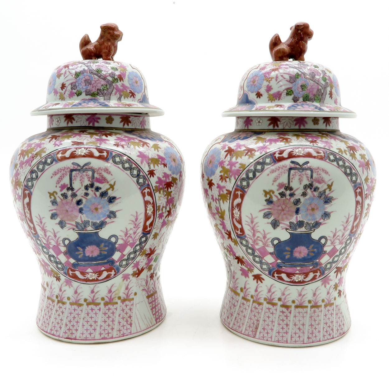 China Porcelain Lidded Vases - Image 3 of 6