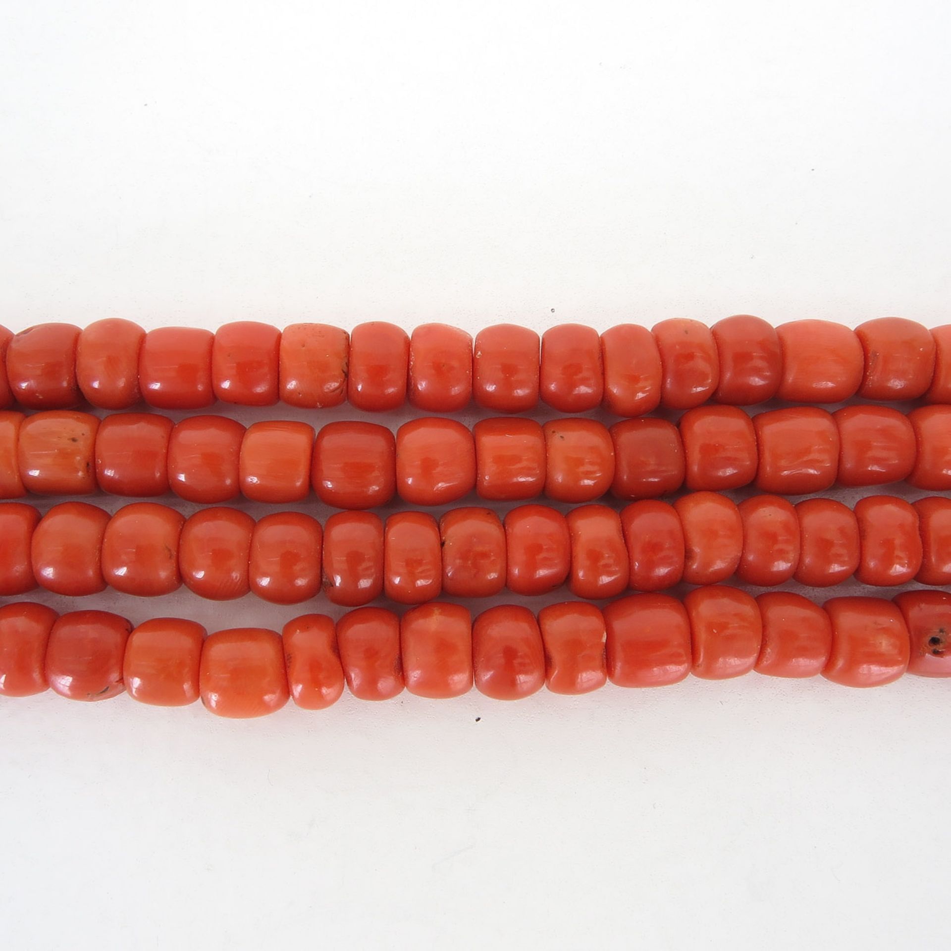19th Century 2 Strand Red Coral Necklace 14KG Clasp - Image 2 of 2