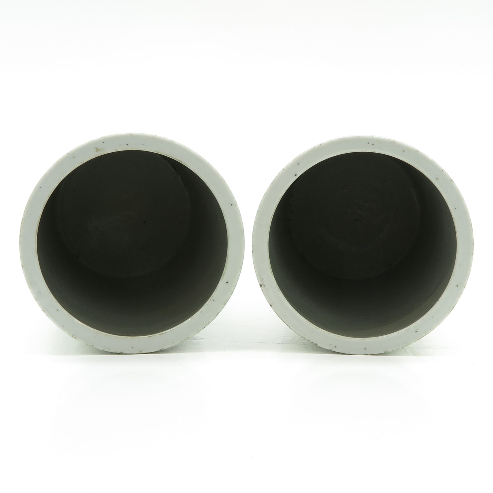 Lot of 2 China Porcelain Cylinder Roll Wagon Vases - Bild 5 aus 6