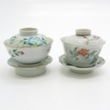 Lot of China Porcelain Lidded Cups and Saucers