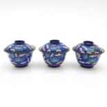 Lot of 3 19th Century Chinese CloisonnÈ Lidded Cups