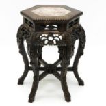 Chinese Side Table with Marble Inlay
