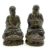 Lot of 2 Carved Wood Chinese Sculptures