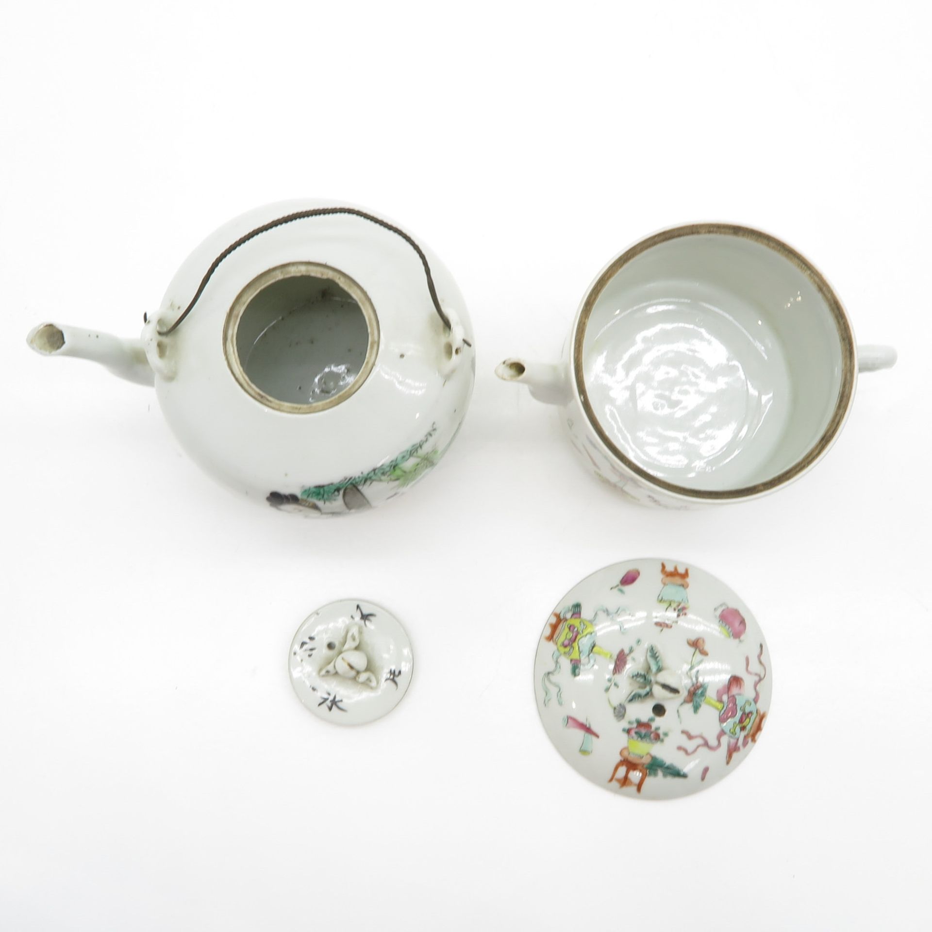 Lot of 2 China Porcelain Tongzhi Period Teapots - Bild 5 aus 6