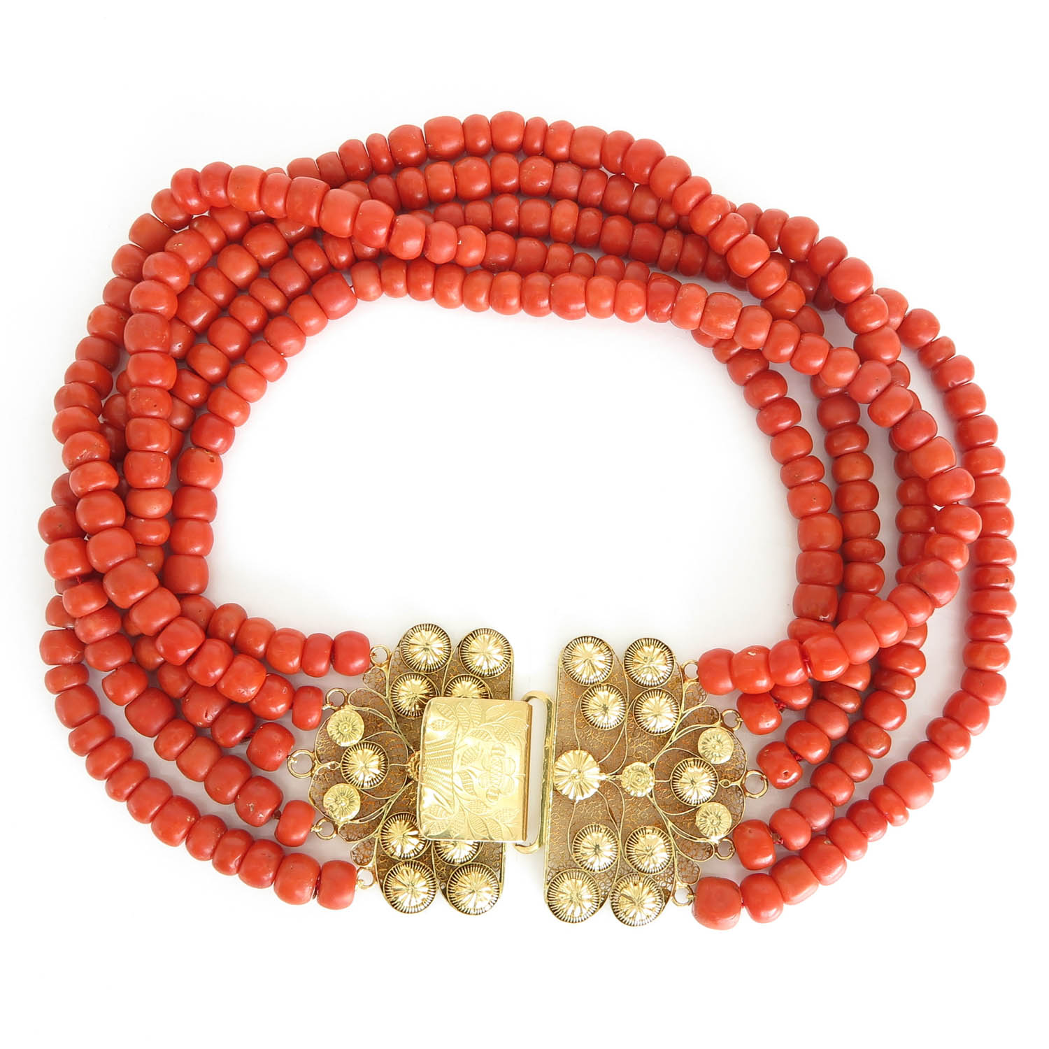 19th Century Red Coral Necklace on 18KG Clasp