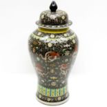 China Porcelain Famille Noir Lidded Vase