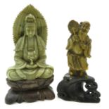 Lot of 2 Chinese Carved Soapstone Sculptures