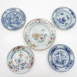 Lot of 5 18th Century China Porcelain Plates