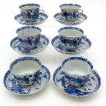 Lot of 6 China Porcelain Cups and Saucers