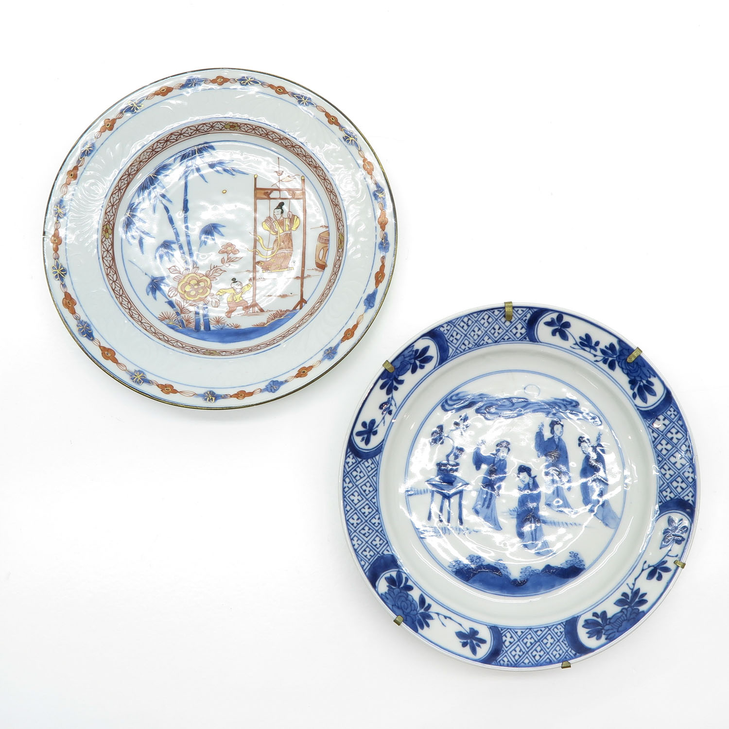 2 18th Century China Porcelain Saucers