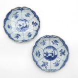 2 Scalloped Edge China Porcelain Plates Circa 1800