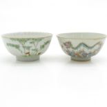 2 China Porcelain Polychrome Decor Bowls