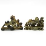 2 Carved Soapstone Sculptures