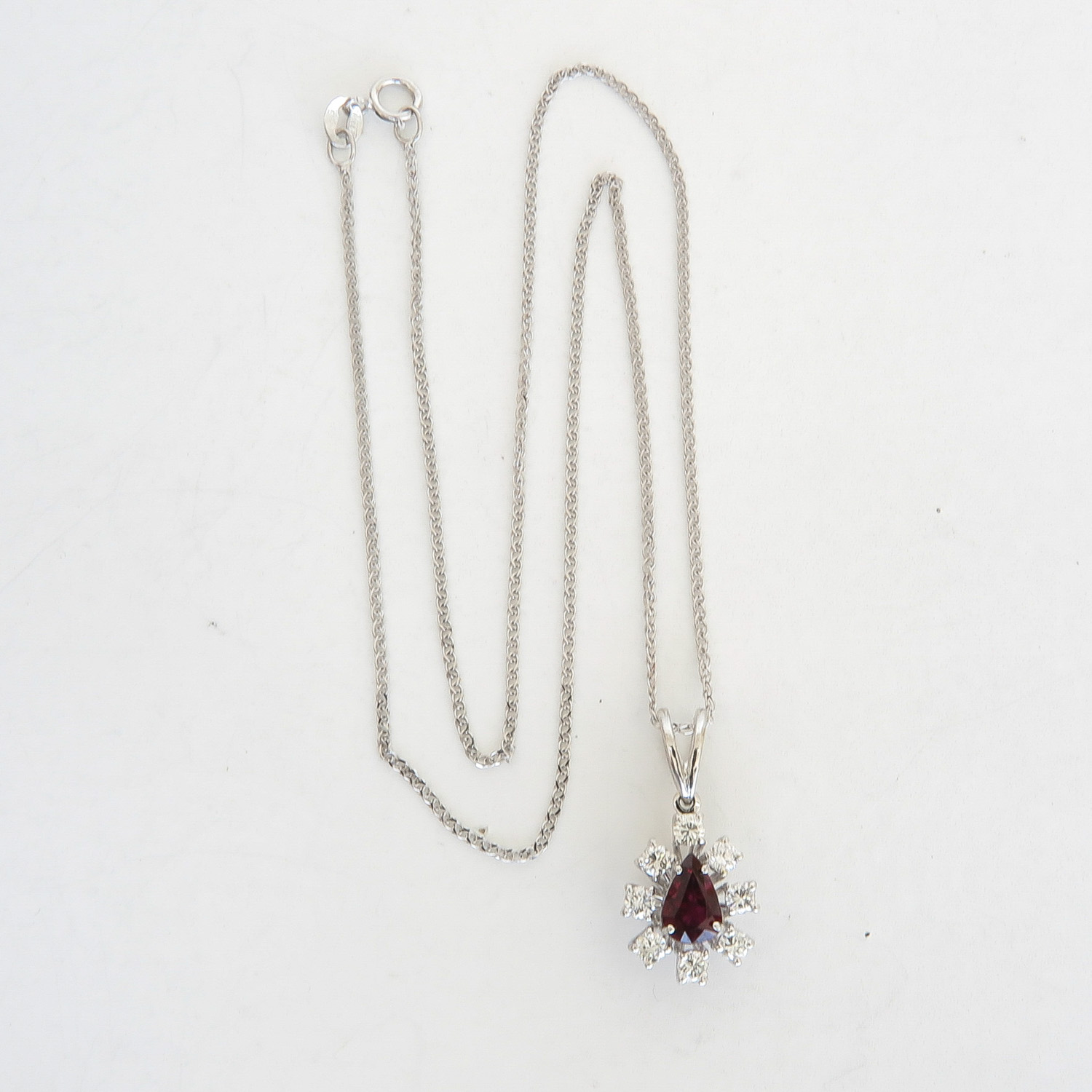 18KWG Garnet & Diamond Necklace
