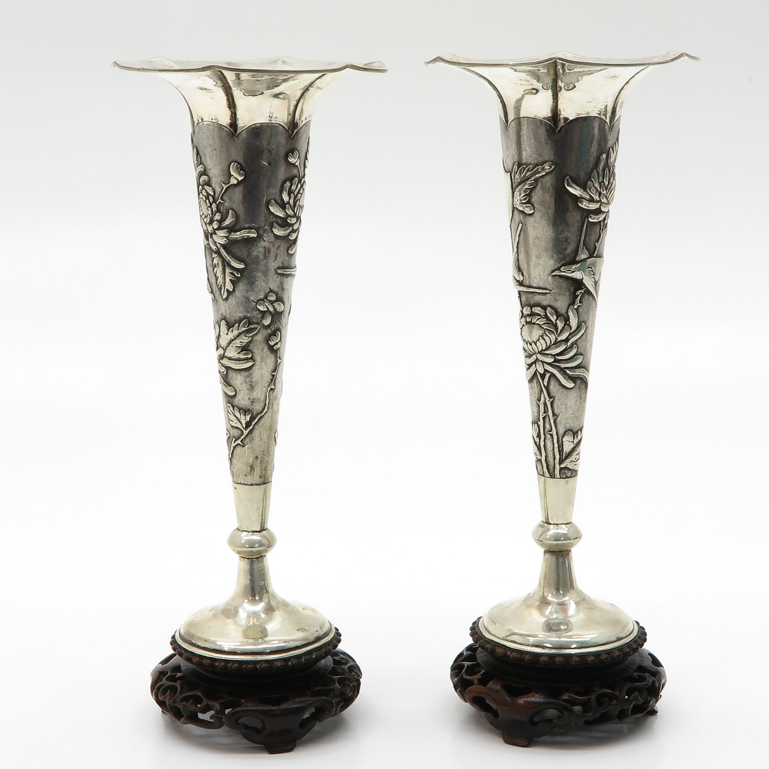 Lot of 2 Chinese Silver Vases - Image 2 of 7