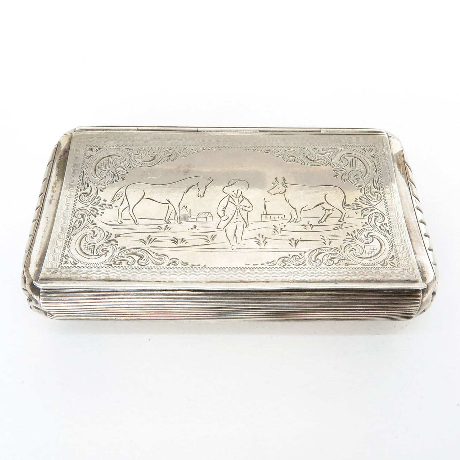 Engraved Dutch Silver Tobacco Box Circa 1830