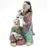 China Porcelain Famille Rose Sculpture
